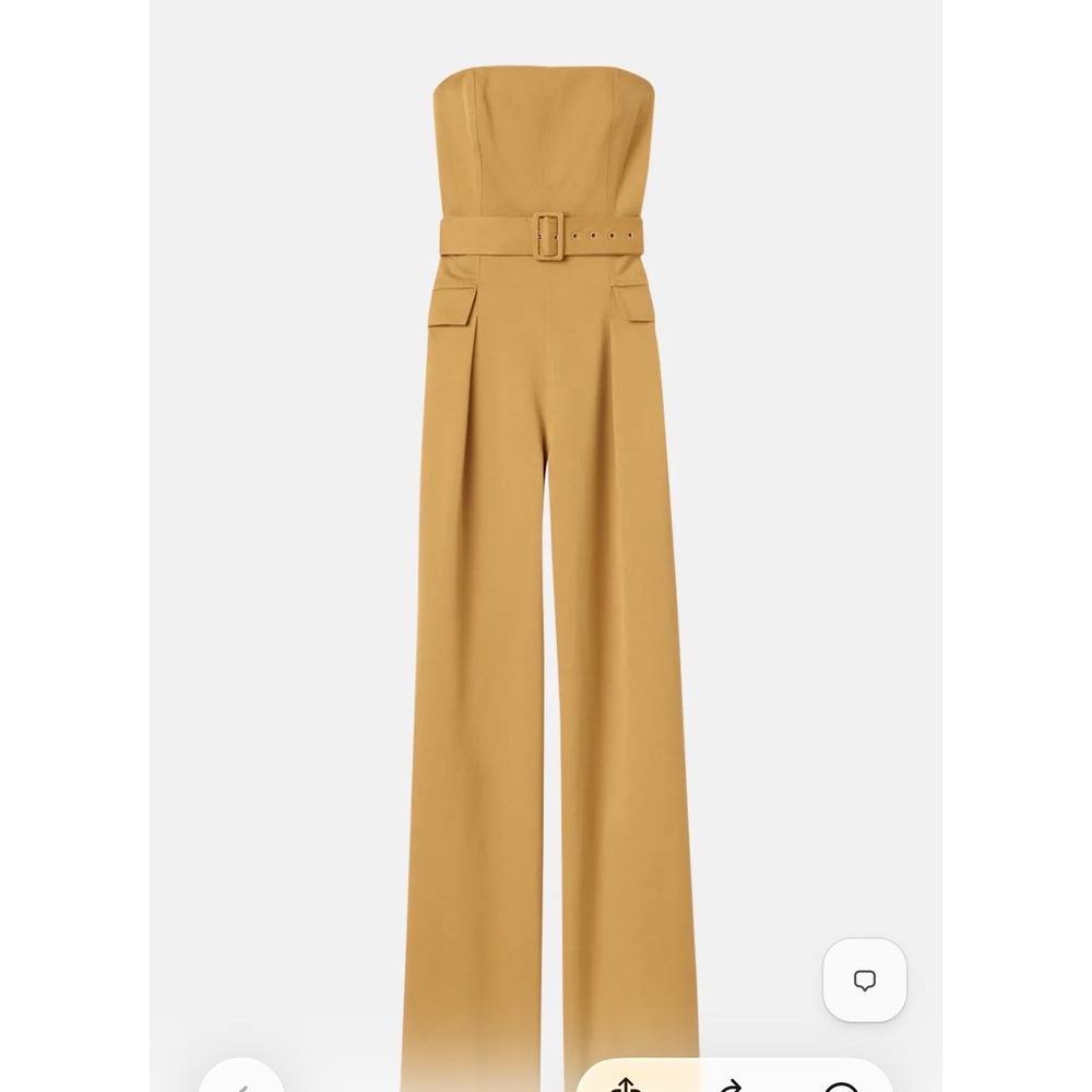 A.L.C. Italian Cotton Strapless Belted Wide-Leg Jumpsuit Gold NWT 2 Quite Luxury